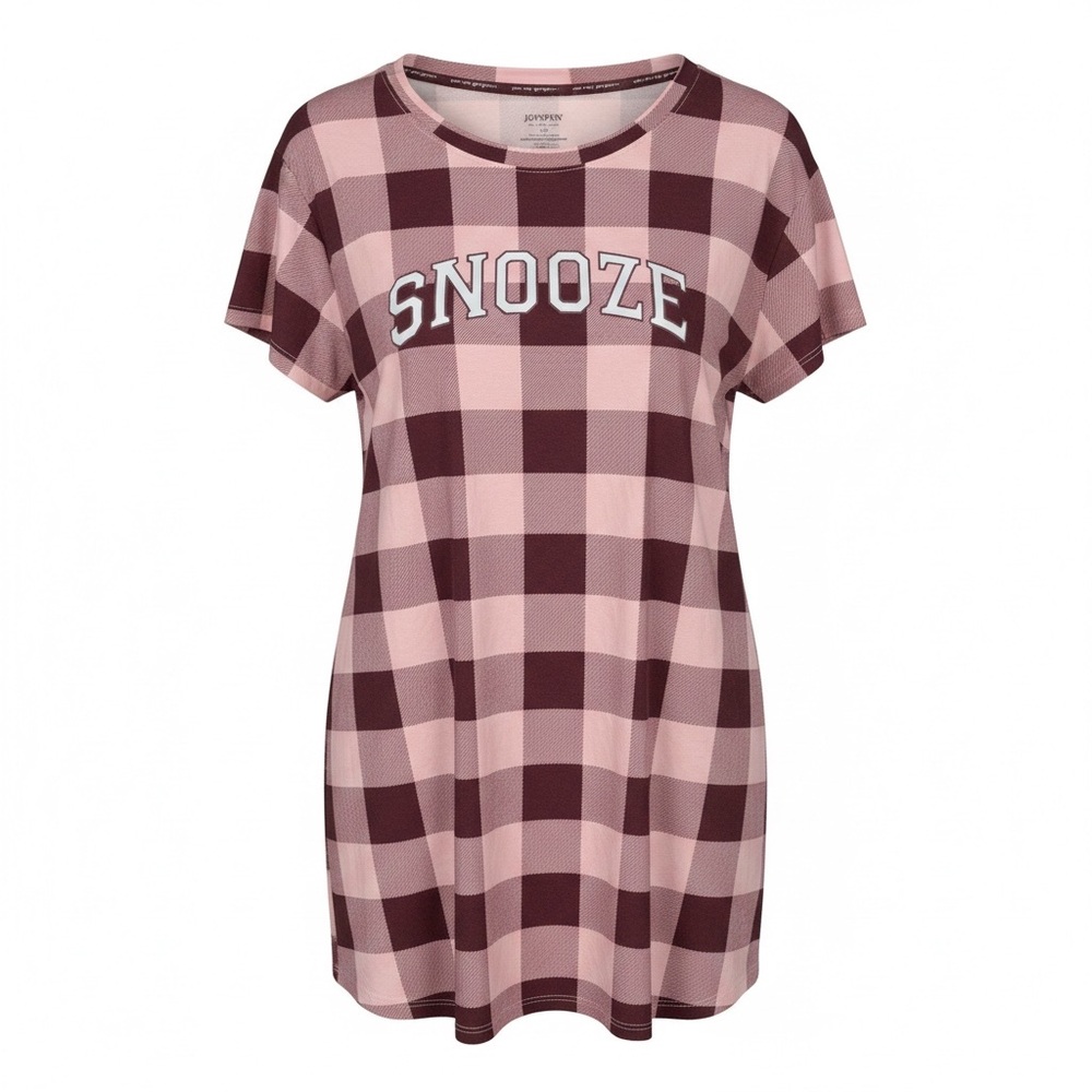 Snooze Pink and Brown Plaid Sleep Shirt